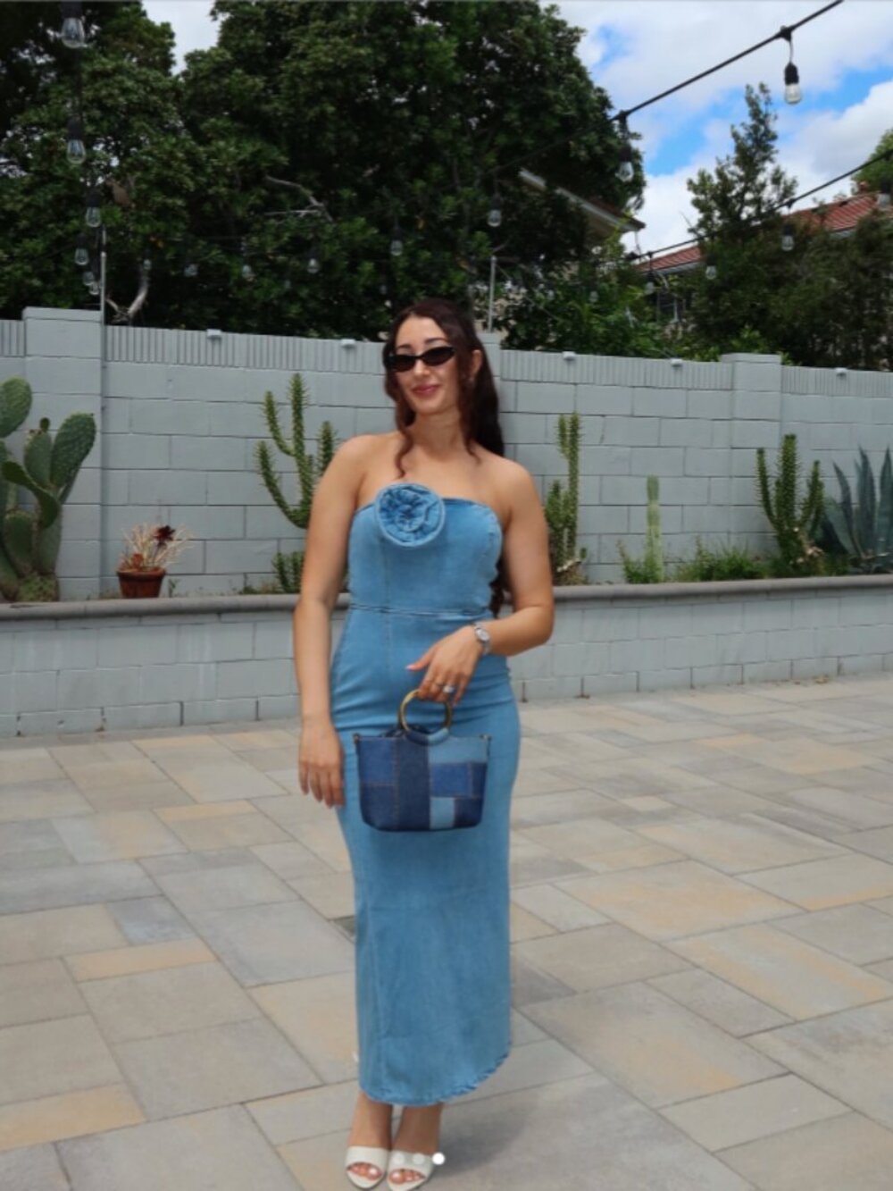 Reformation Rosette Denim Midi Dress NWT - Size 2